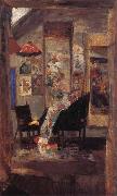 James Ensor Skeleton Looking at Chinoiseries oil on canvas